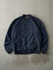 Vintage 70s Navy Blue Lined Bomber Work Jacket (L)