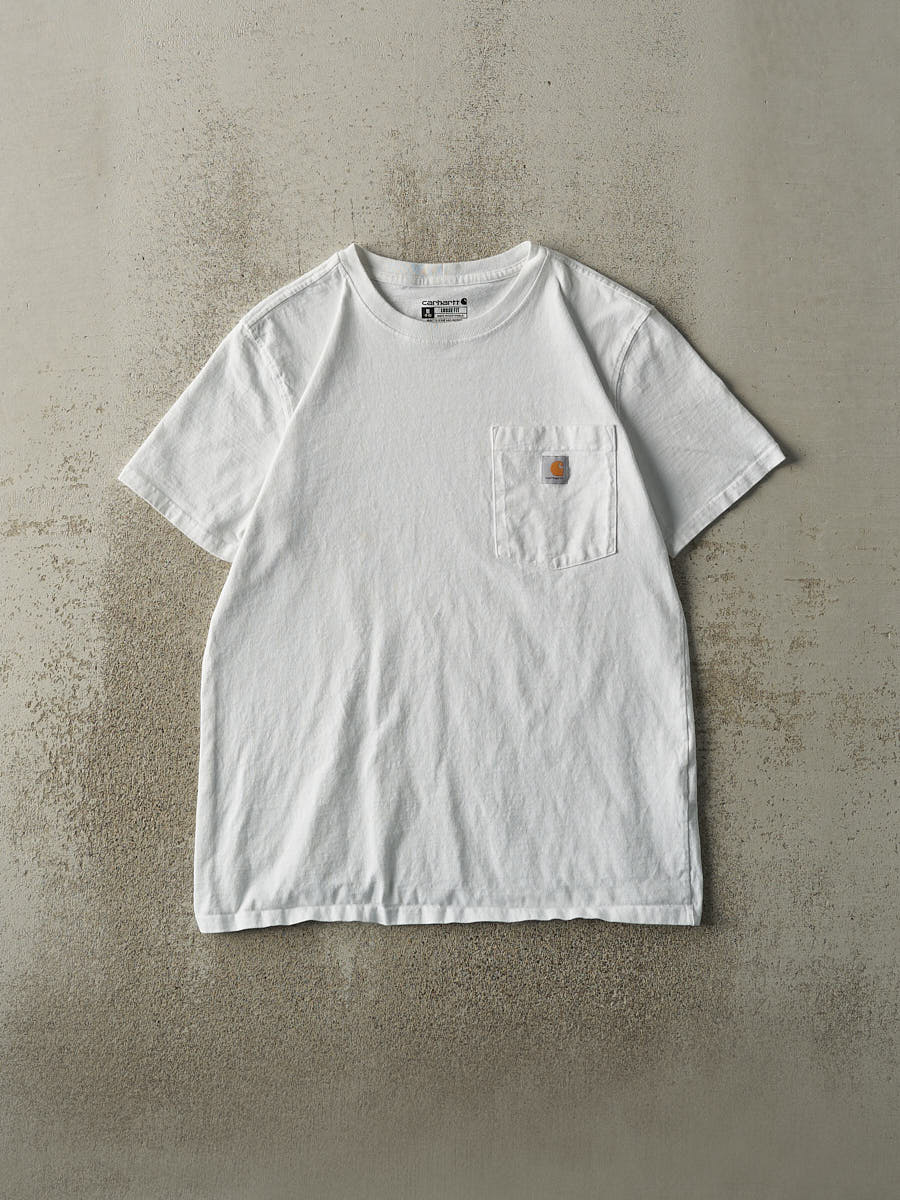 Vintage Y2K White Carhartt Pocket Tee (S/M)