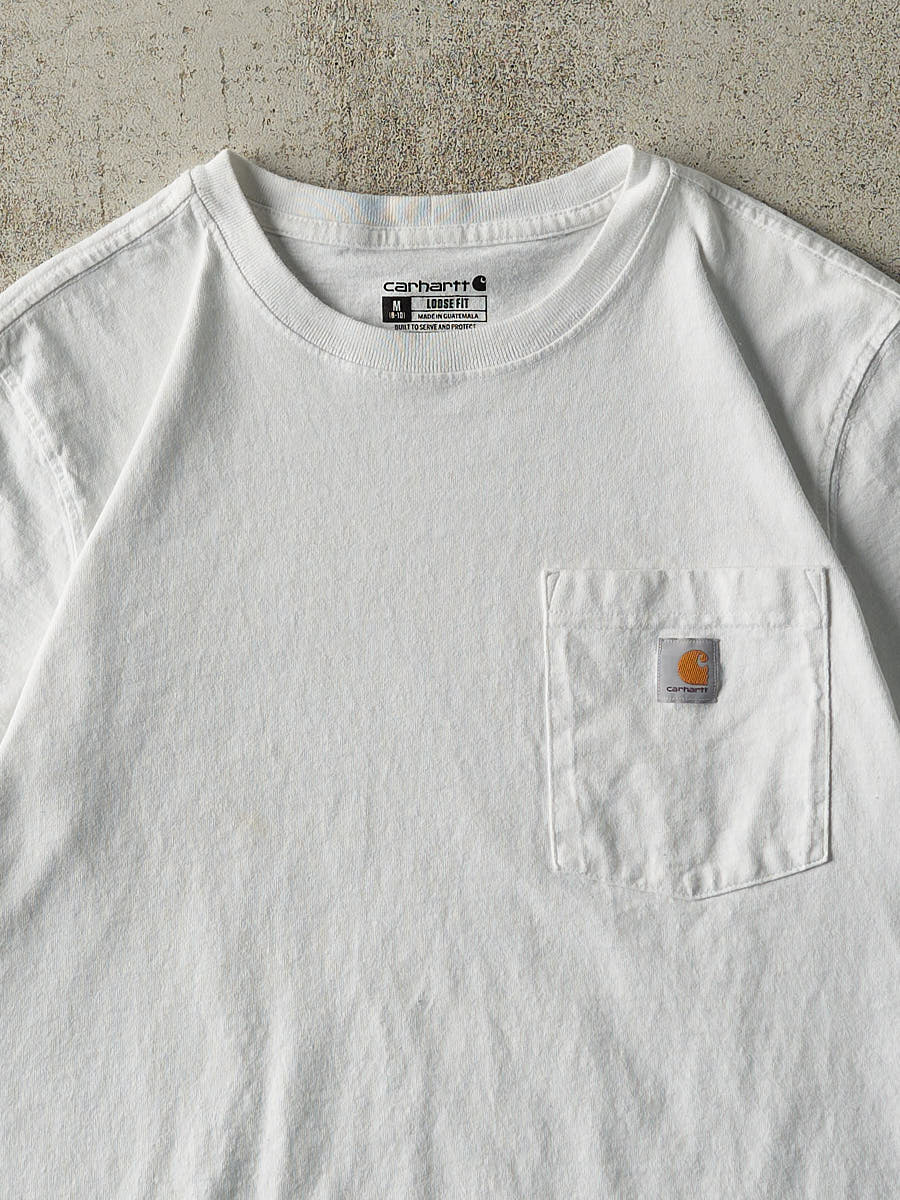 Vintage Y2K White Carhartt Pocket Tee (S/M)