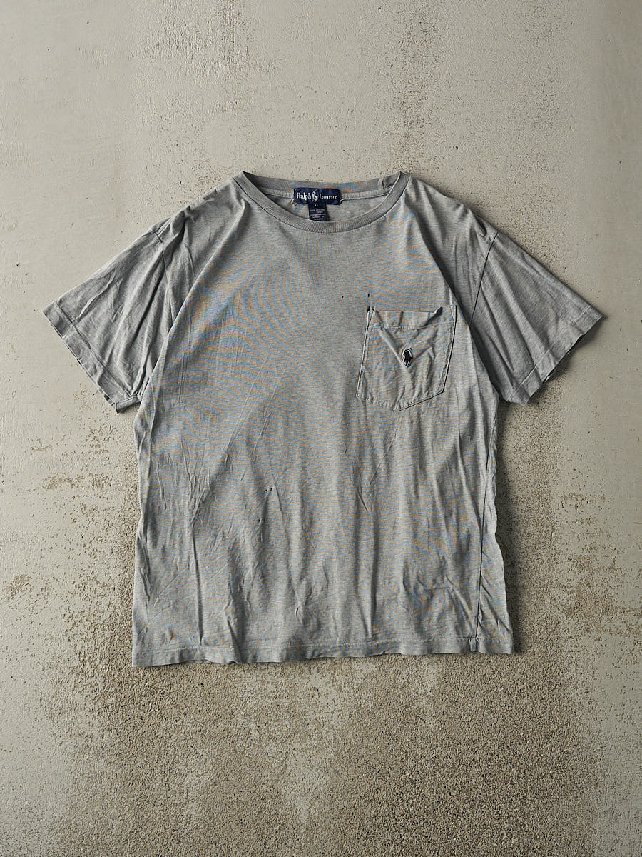 Vintage Y2K Grey Polo Ralph Lauren Embroidered Pocket Tee (M)