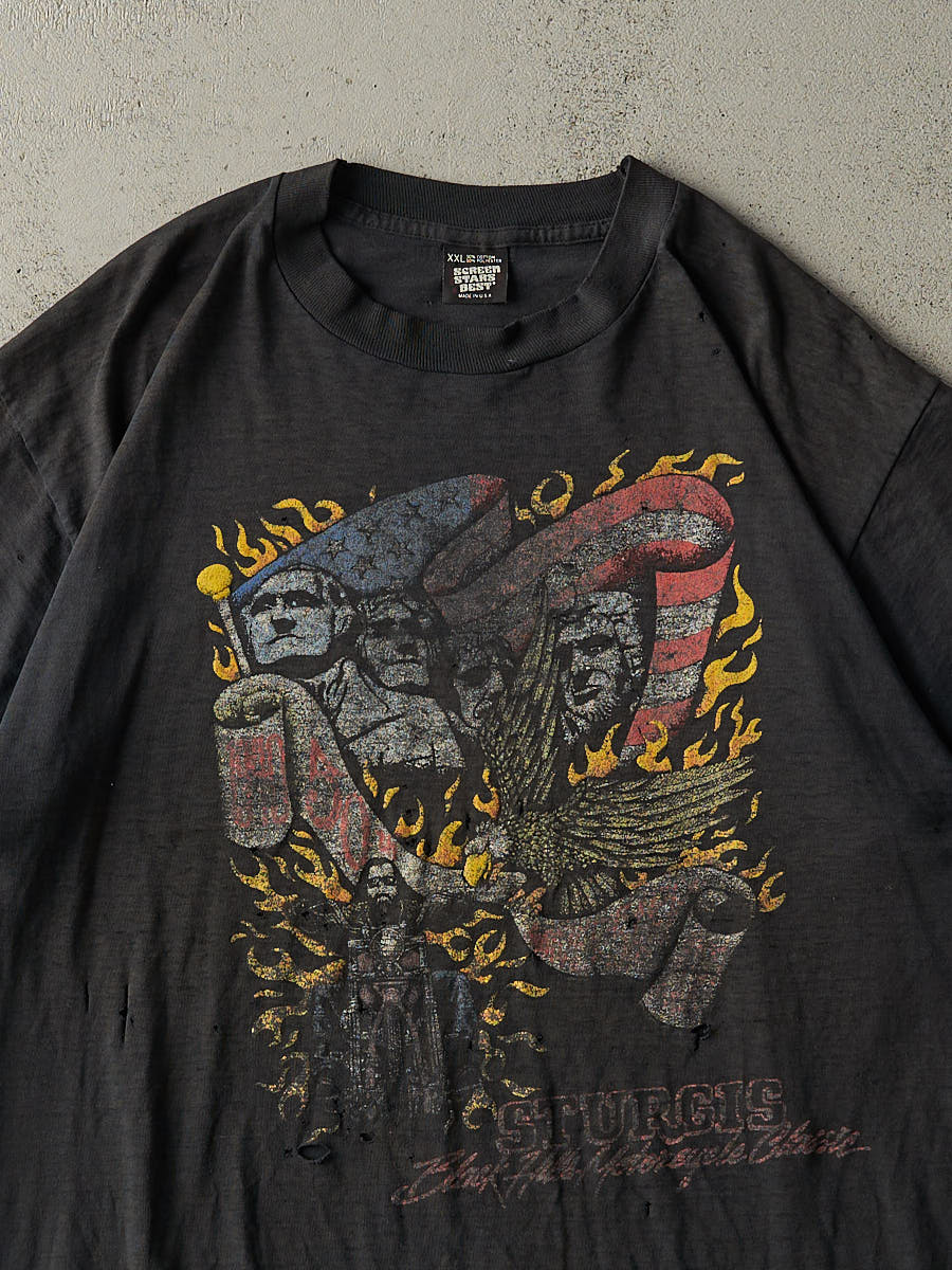 Vintage 80s Black Sturgis Black Hills Rally Biker Tee (XL/XXL)
