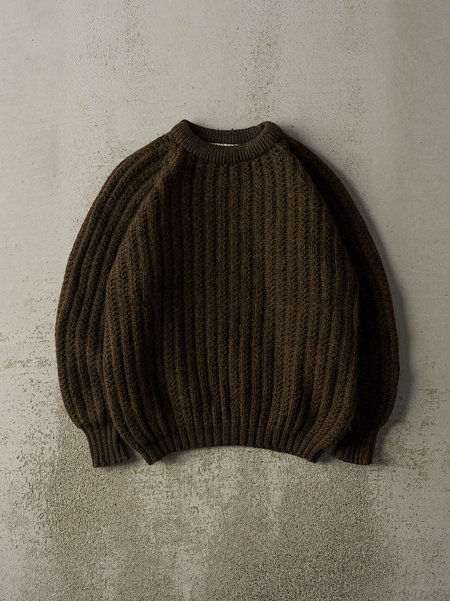 Vintage 70s Brown Boxy Chunky Knit Pullover (M/L)