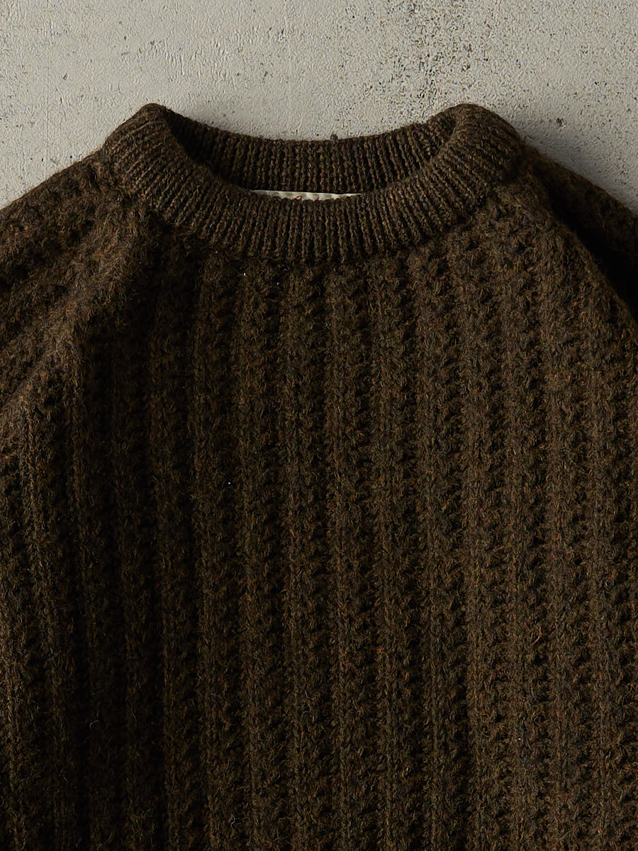 Vintage 70s Brown Boxy Chunky Knit Pullover (M/L)