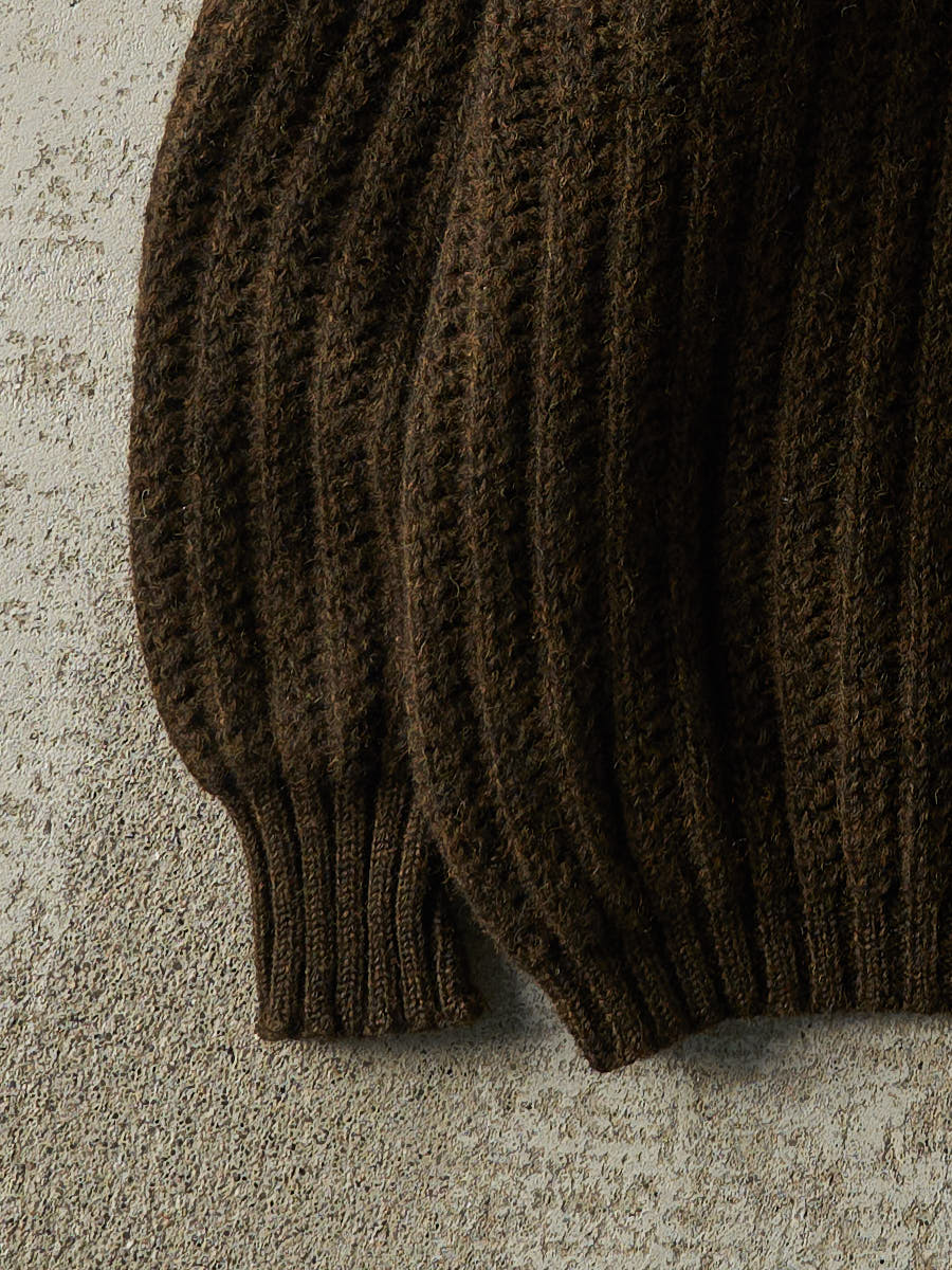 Vintage 70s Brown Boxy Chunky Knit Pullover (M/L)
