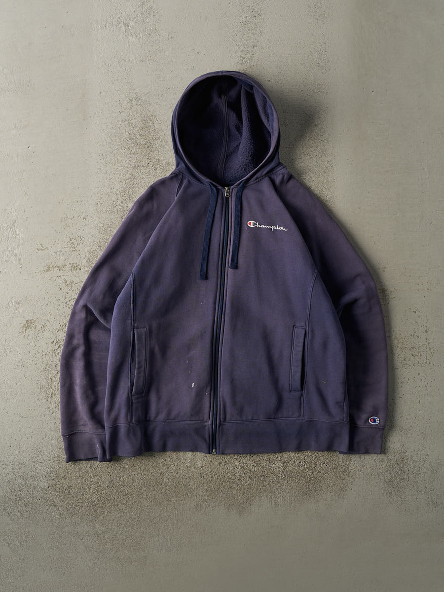 Vintage Y2K Sun Faded Navy Champion Zip Up Hoodie (XL)