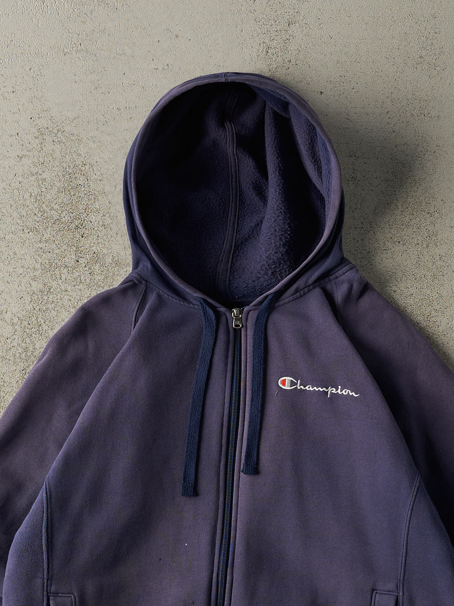 Vintage Y2K Sun Faded Navy Champion Zip Up Hoodie (XL)