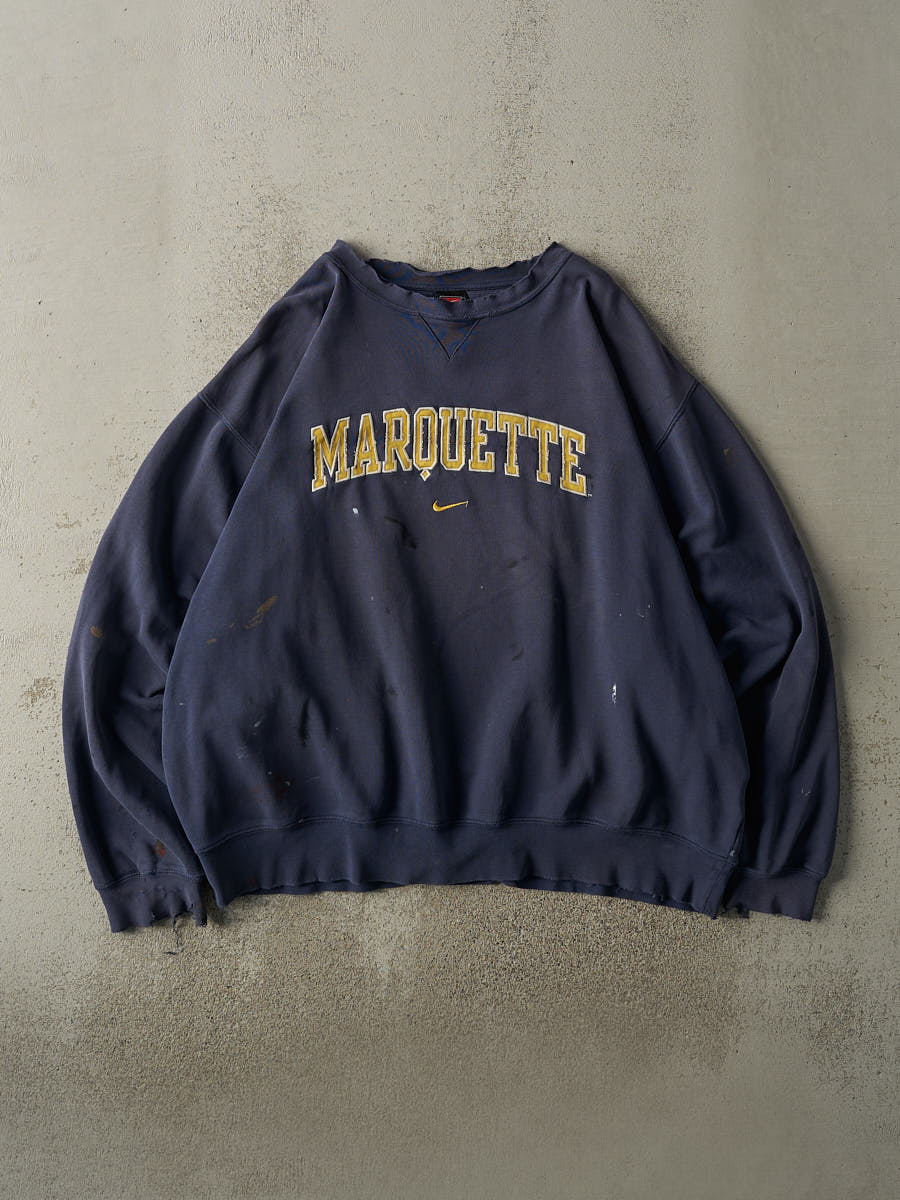 Vintage Y2K Navy Blue Marquette Nike Embroidered Boxy Crewneck (XXL/XXXL)