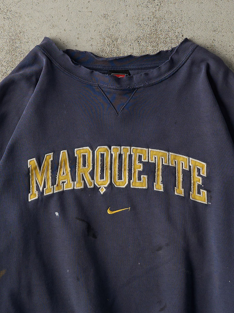 Vintage Y2K Navy Blue Marquette Nike Embroidered Boxy Crewneck (XXL/XXXL)
