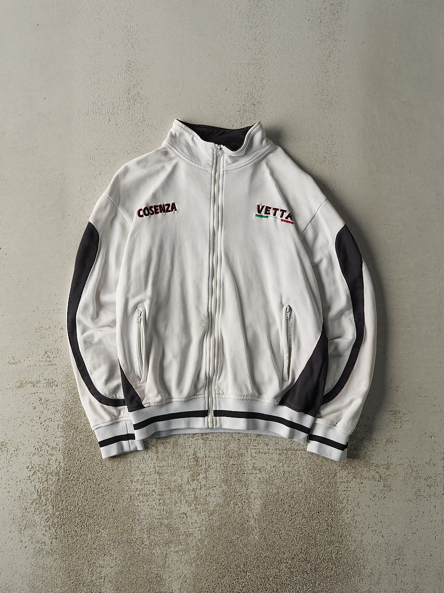 Vintage Y2K White & Black Cosenza Zip Up Track Jacket (M)