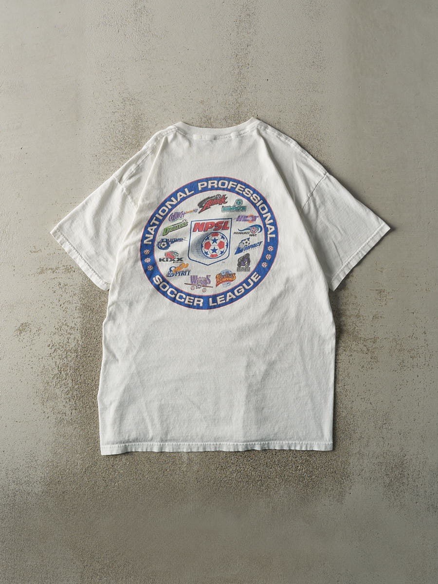 Vintage 90s White NPSL National Professional Soccer League Tee (XL)