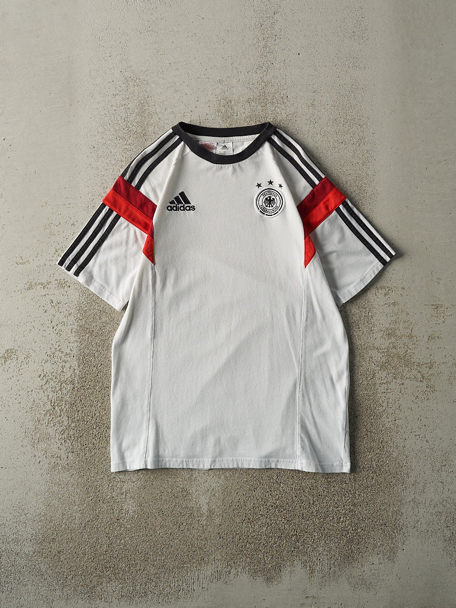 Vintage Y2K White Germany Adidas Soccer Jersey Style Tee (S/M)