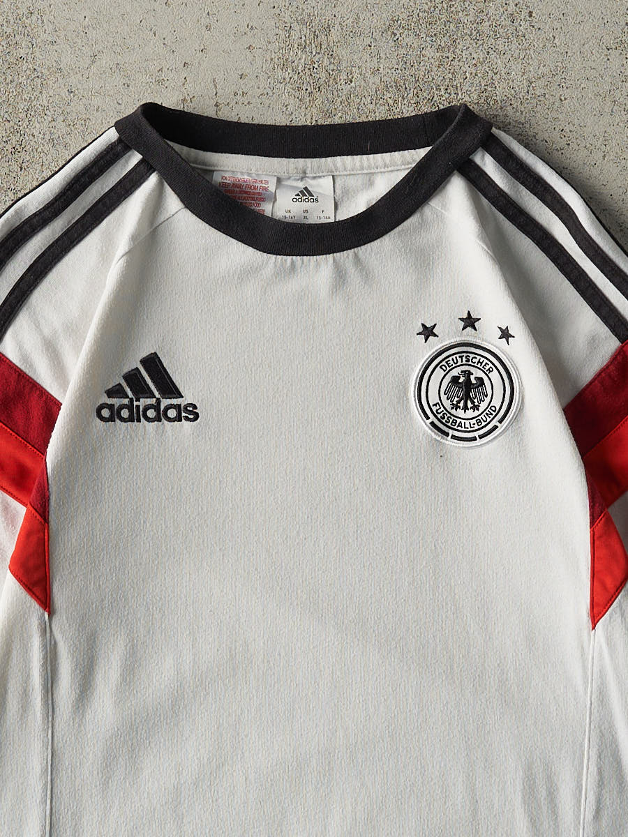 Vintage Y2K White Germany Adidas Soccer Jersey Style Tee (S/M)