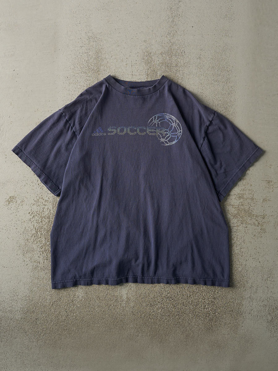 Vintage 90s Navy Blue Adidas Soccer Tee (L)