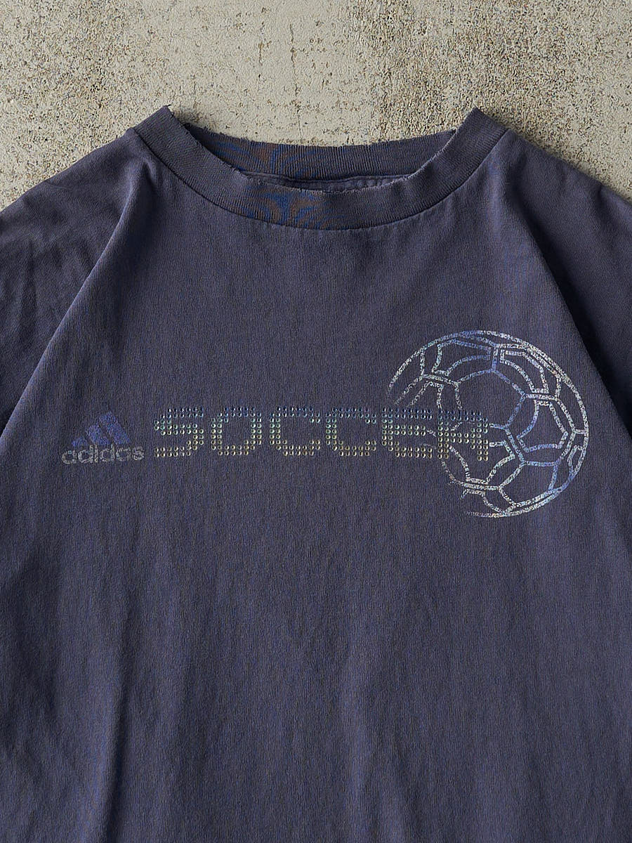 Vintage 90s Navy Blue Adidas Soccer Tee (L)