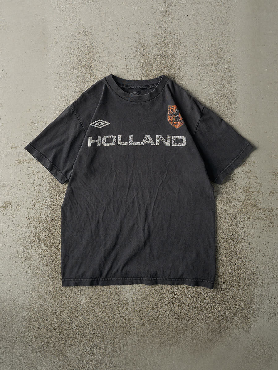 Vintage Y2K Faded Black Umbro Holland Soccer Tee (S/M)