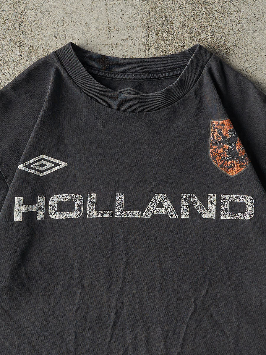 Vintage Y2K Faded Black Umbro Holland Soccer Tee (S/M)