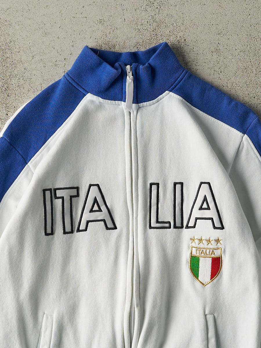 Vintage Y2K White & Blue Italia Soccer Zip Up Track Jacket Sweatshirt (S/M)