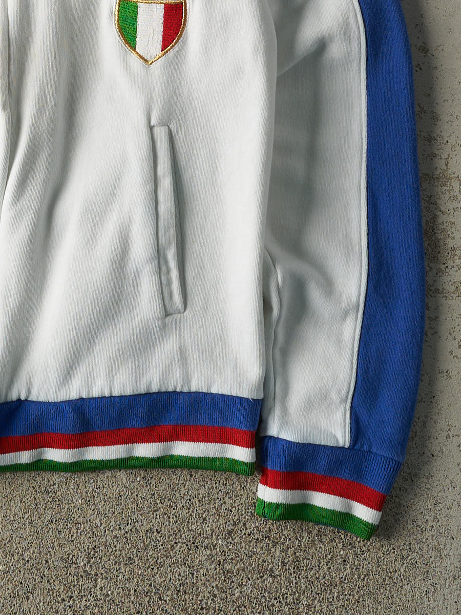 Vintage Y2K White & Blue Italia Soccer Zip Up Track Jacket Sweatshirt (S/M)