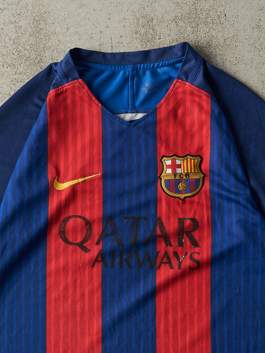 Vintage Y2K Red & Navy FC Barcelona Nike Soccer Jersey (L)