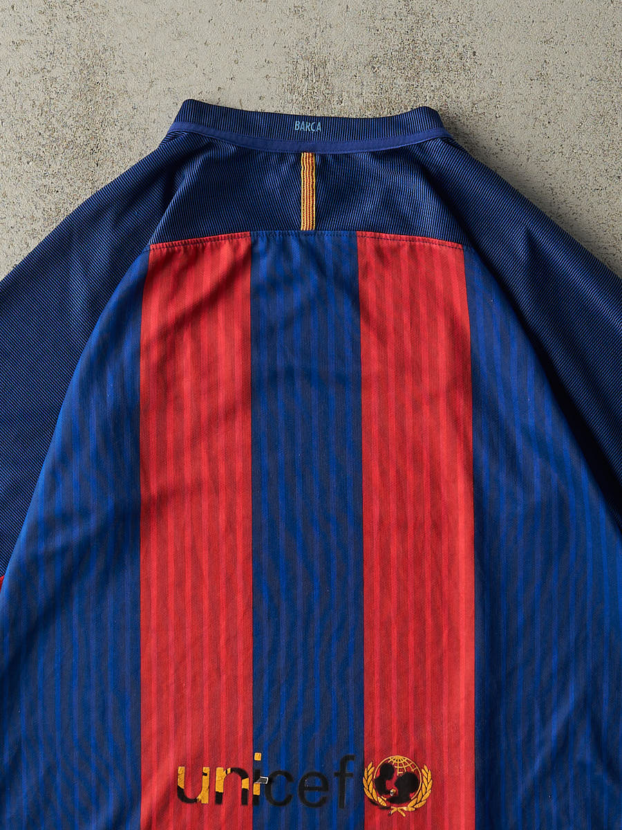 Vintage Y2K Red & Navy FC Barcelona Nike Soccer Jersey (L)