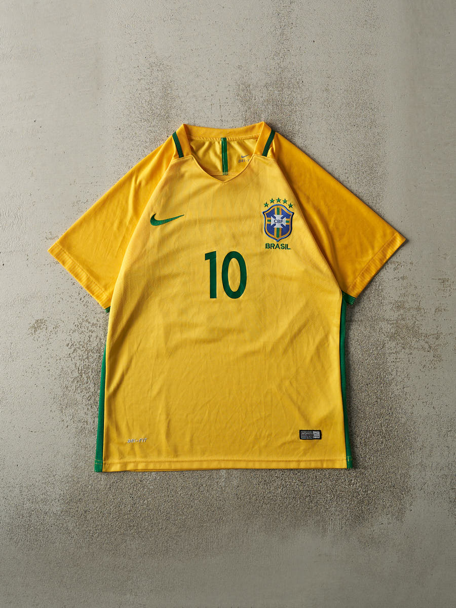 Vintage Y2K Yellow Nike Brazil #10 Neymar Jr. Soccer Jersey (M/L)