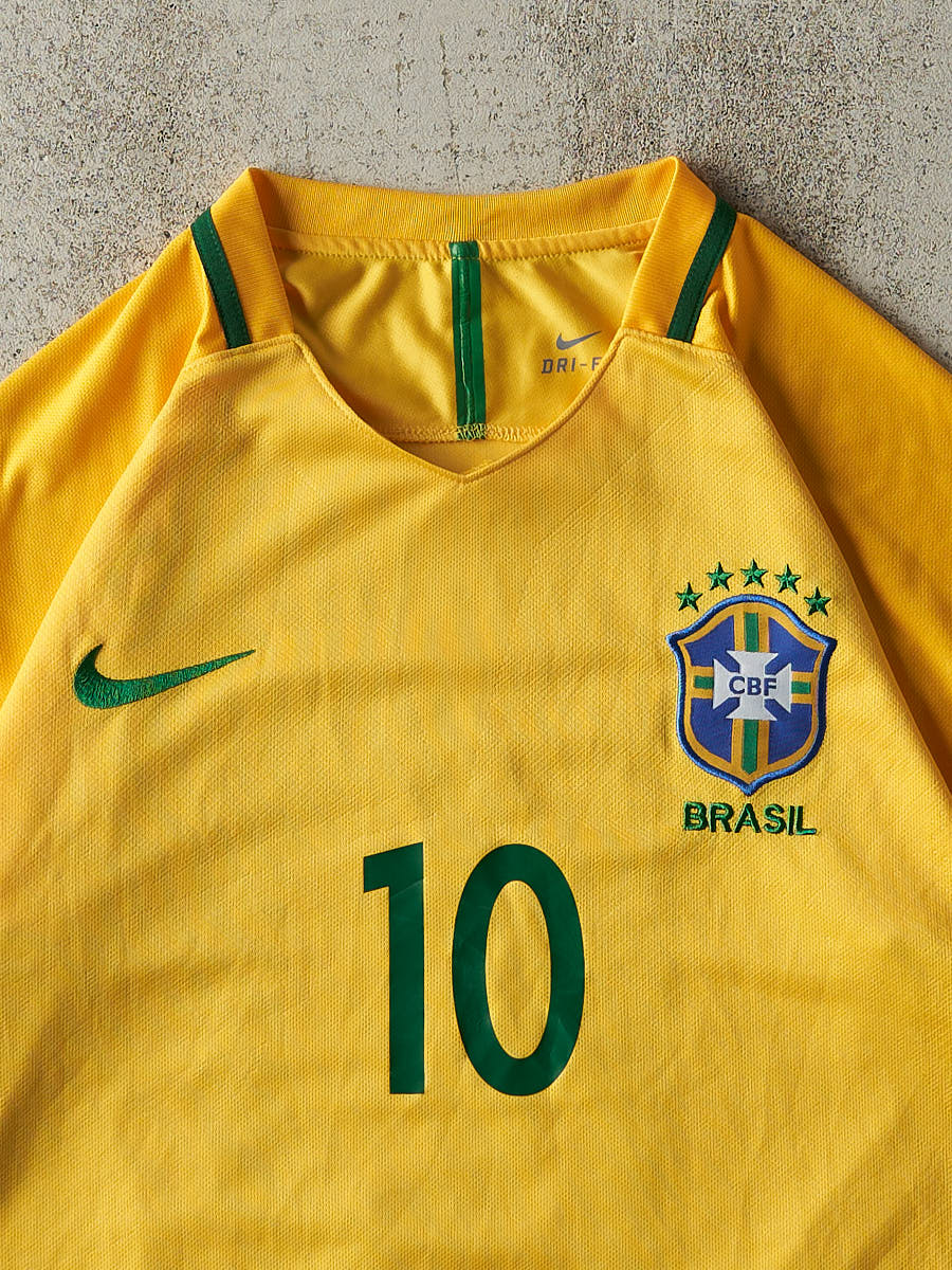 Vintage Y2K Yellow Nike Brazil #10 Neymar Jr. Soccer Jersey (M/L)