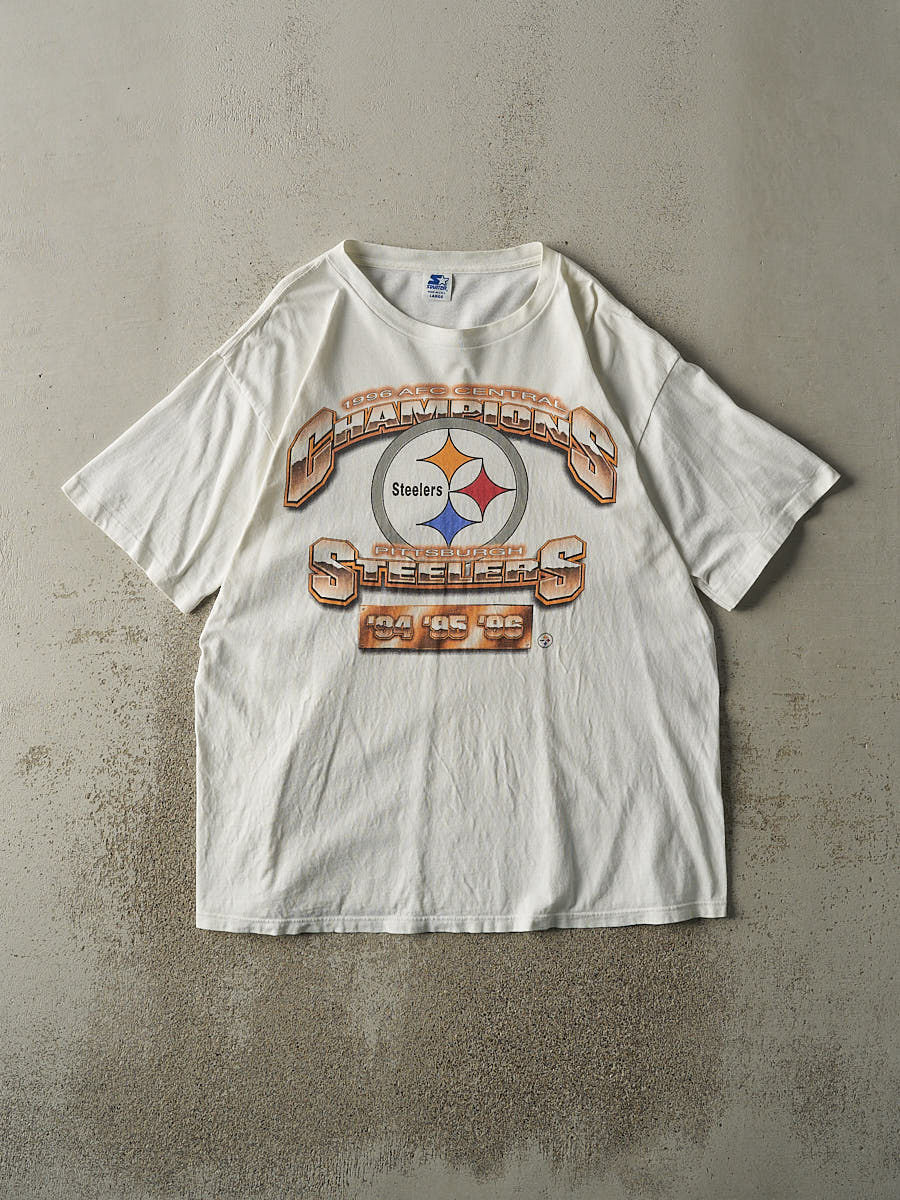 Vintage 96' White Pittsburgh Steelers AFC Champions Tee (XL)