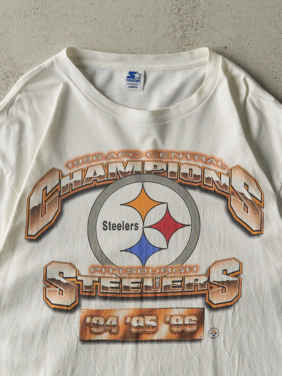 Vintage 96' White Pittsburgh Steelers AFC Champions Tee (XL)
