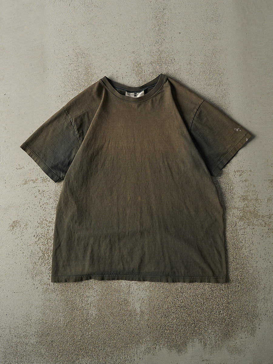 Vintage Y2K Sun Faded Green Blank Tee (M)