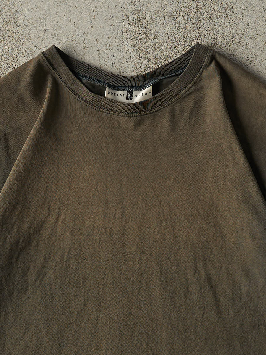 Vintage Y2K Sun Faded Green Blank Tee (M)