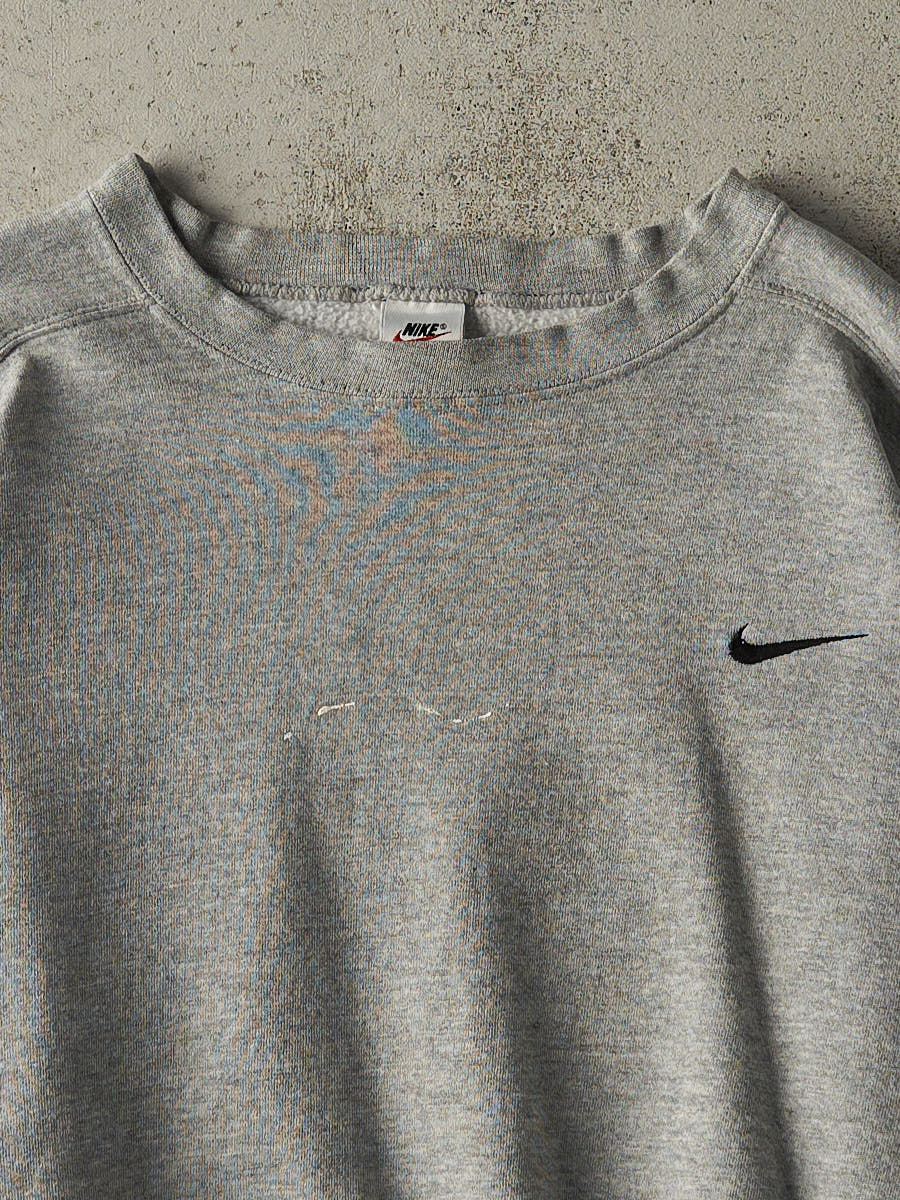 Vintage 90s Grey Nike Swoosh Embroidered Boxy Crewneck (XL)