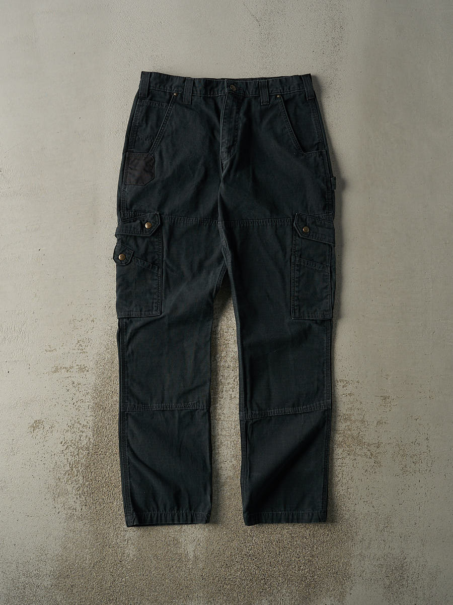 Vintage Y2K Faded Black Carhartt Double Knee Cargo Pants (33x34)