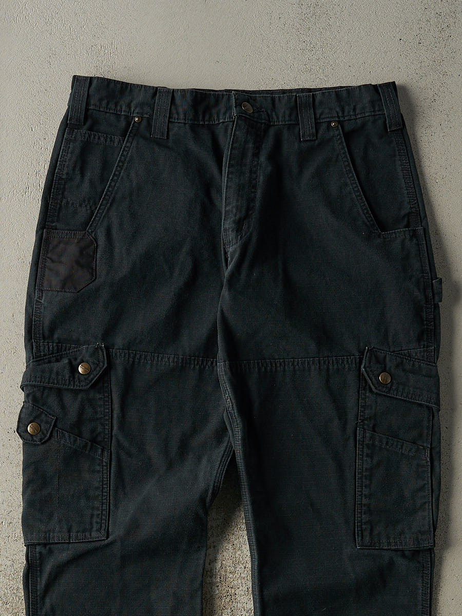 Vintage Y2K Faded Black Carhartt Double Knee Cargo Pants (33x34)