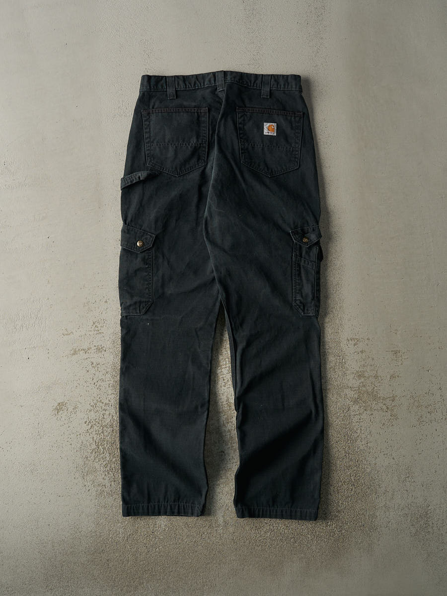 Vintage Y2K Faded Black Carhartt Double Knee Cargo Pants (33x34)
