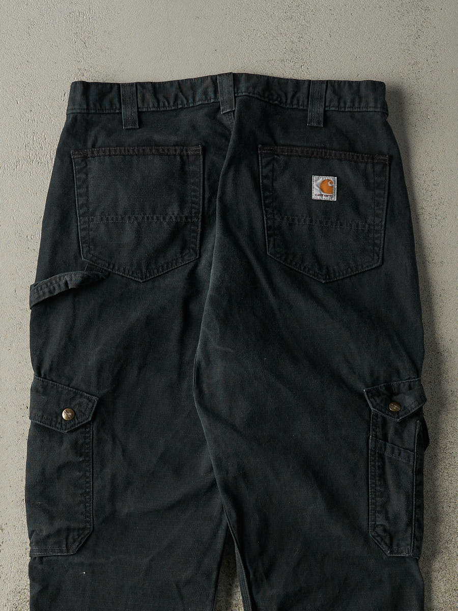 Vintage Y2K Faded Black Carhartt Double Knee Cargo Pants (33x34)