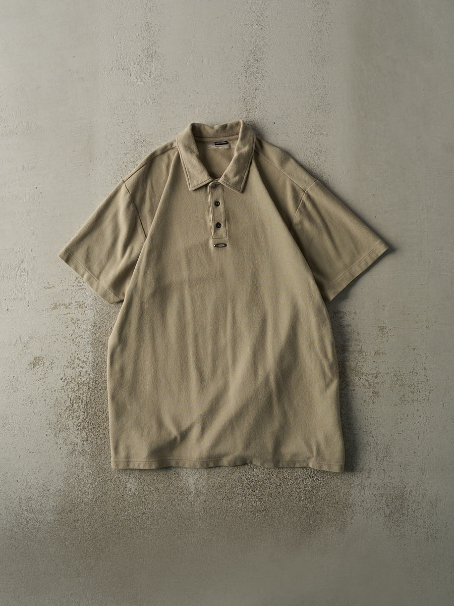 Vintage Y2K Beige Oakley Quarter Button Shirt (XL/XXL)