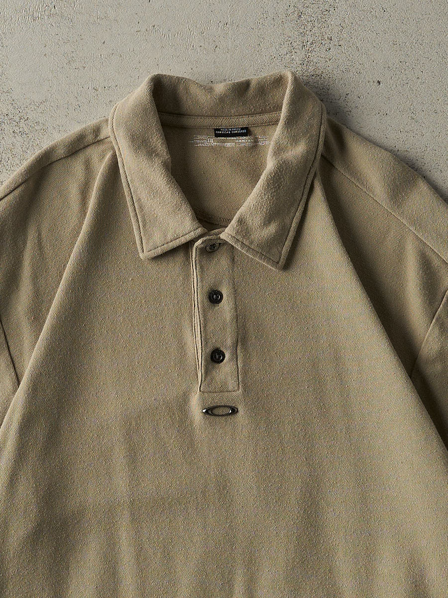 Vintage Y2K Beige Oakley Quarter Button Shirt (XL/XXL)