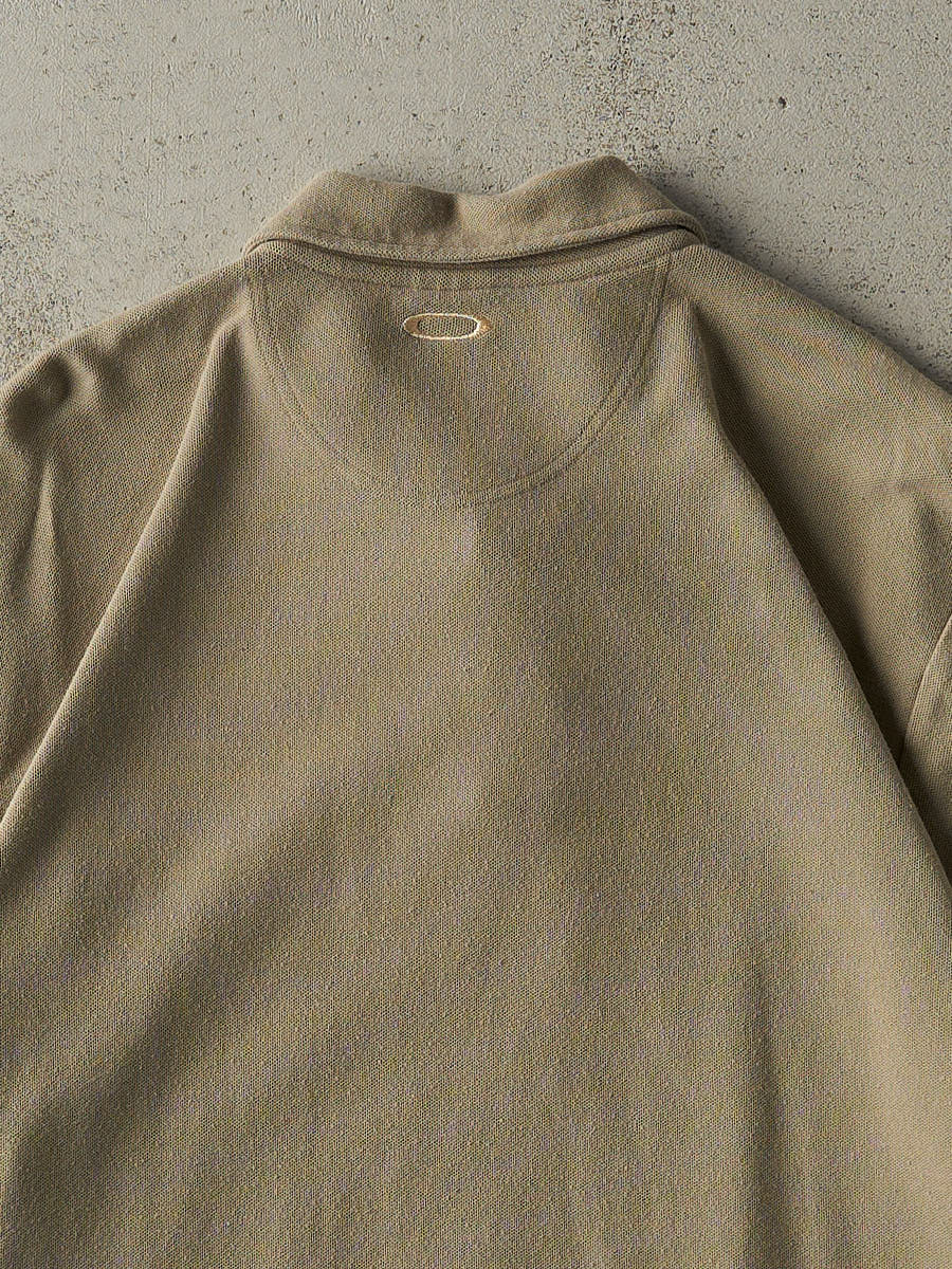 Vintage Y2K Beige Oakley Quarter Button Shirt (XL/XXL)