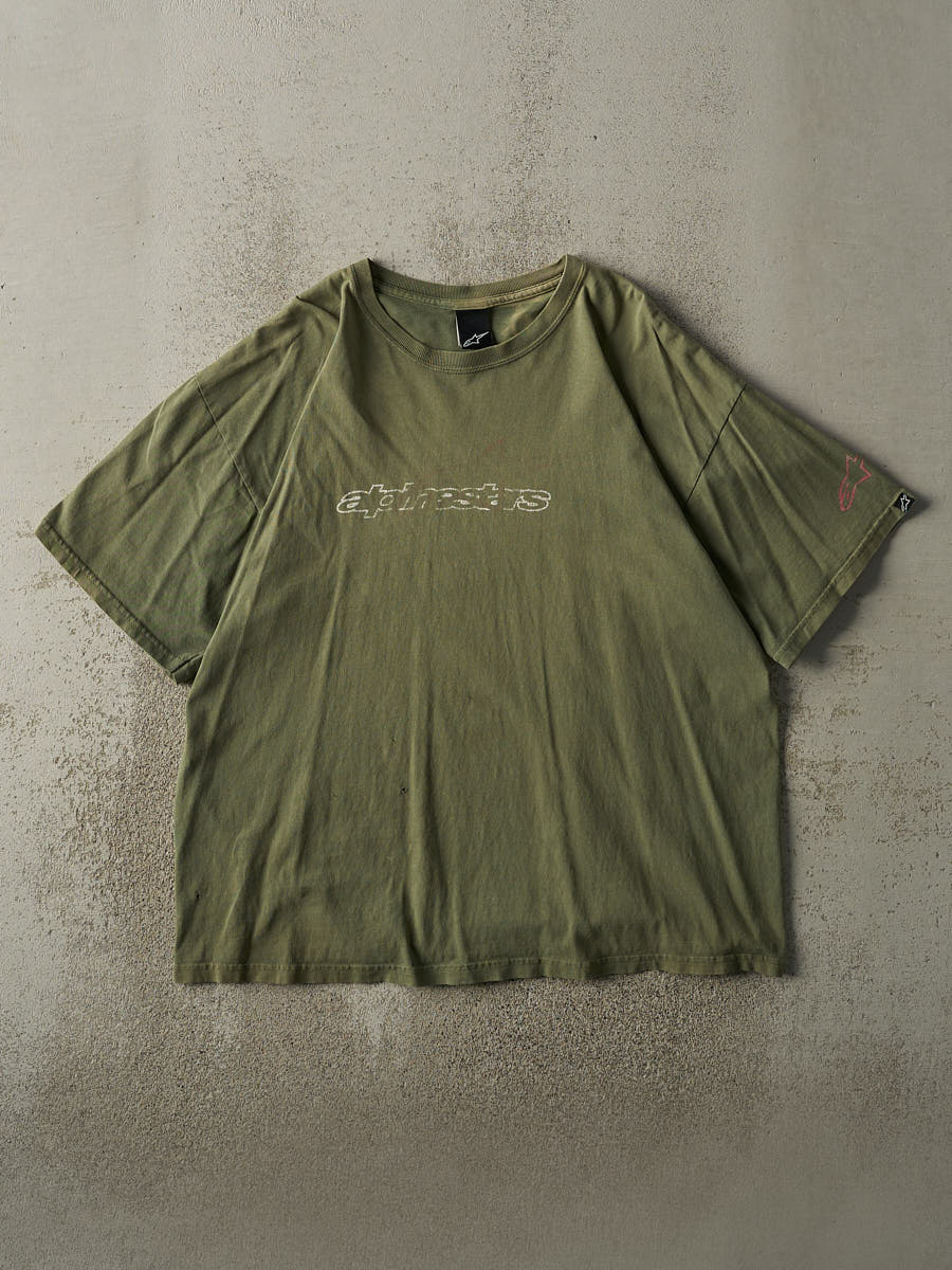Vintage Y2K Sun Faded Green Alpine Stars Tee (L/XL)