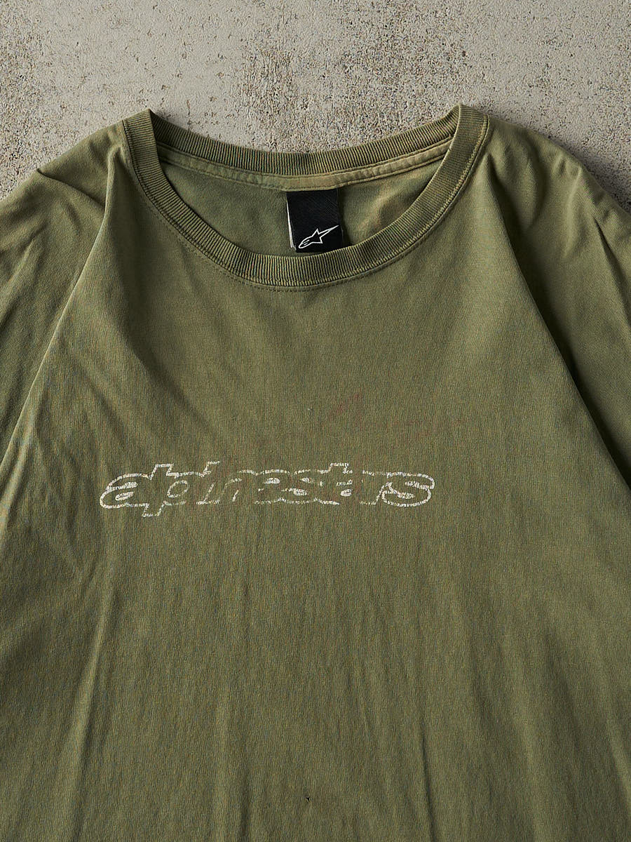Vintage Y2K Sun Faded Green Alpine Stars Tee (L/XL)