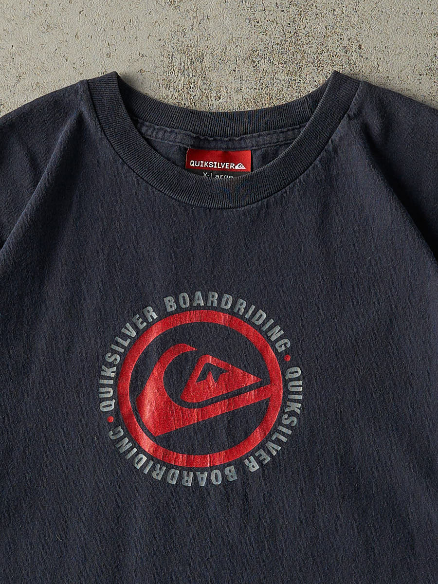 Vintage Y2K Navy Blue Quiksilver Logo Tee (L/XL)