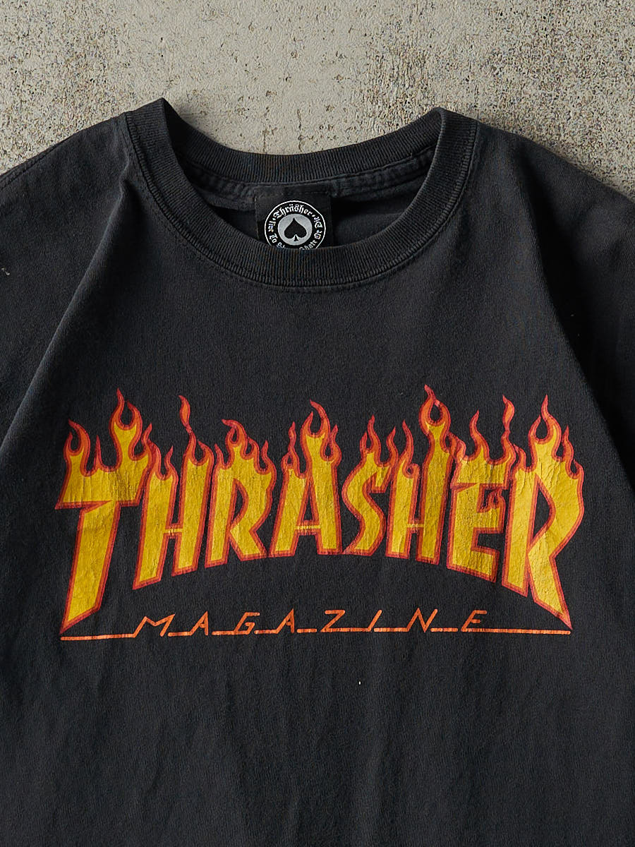 Vintage Y2K Faded Black Thrasher Magazine Tee (S/M)