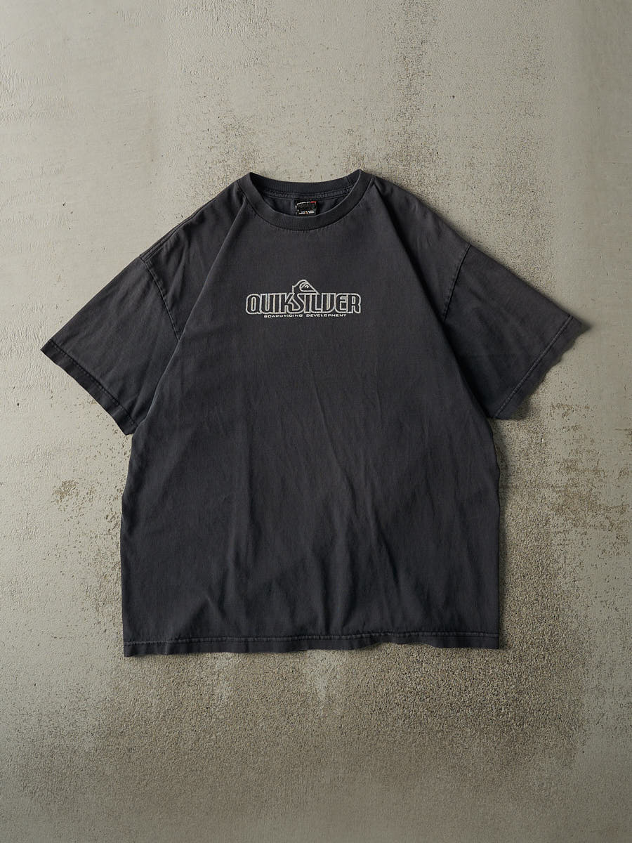 Vintage Y2K Faded Black Quiksilver Boarding Development Logo Tee (L/XL)