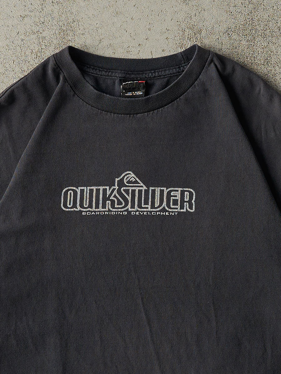 Vintage Y2K Faded Black Quiksilver Boarding Development Logo Tee (L/XL)