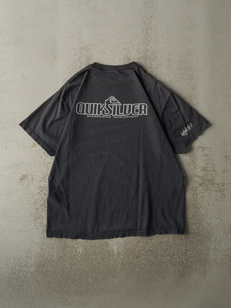 Vintage Y2K Faded Black Quiksilver Boarding Development Logo Tee (L/XL)