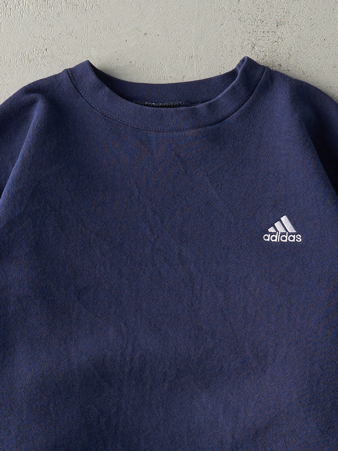 Vintage 90s Navy Blue Embroidered Adidas Logo Crewneck (M)