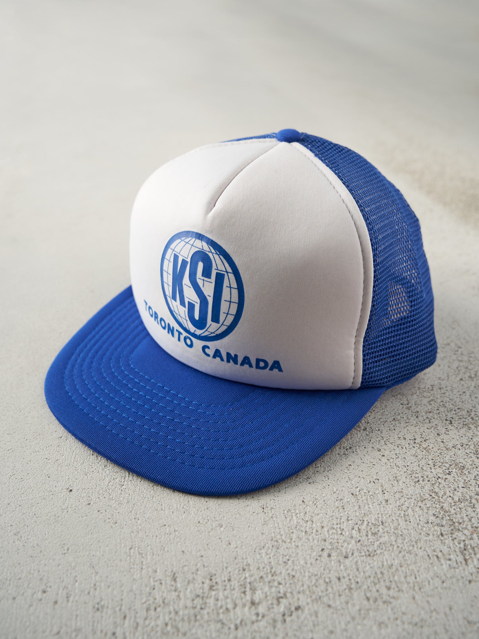 Vintage 90s Blue & White Toronto KSI Foam Trucker Hat