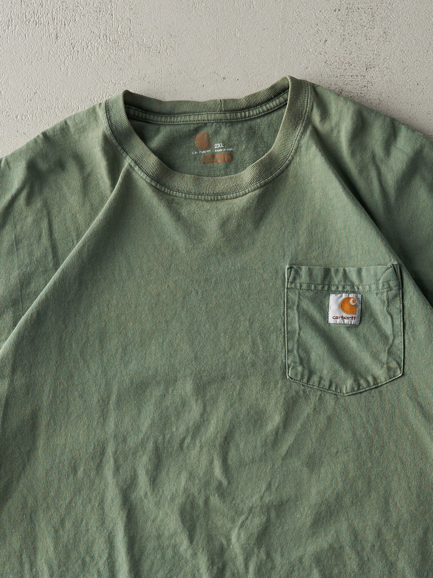 Vintage Y2K Washed Green Carhartt Pocket Tee (XL/XXL)