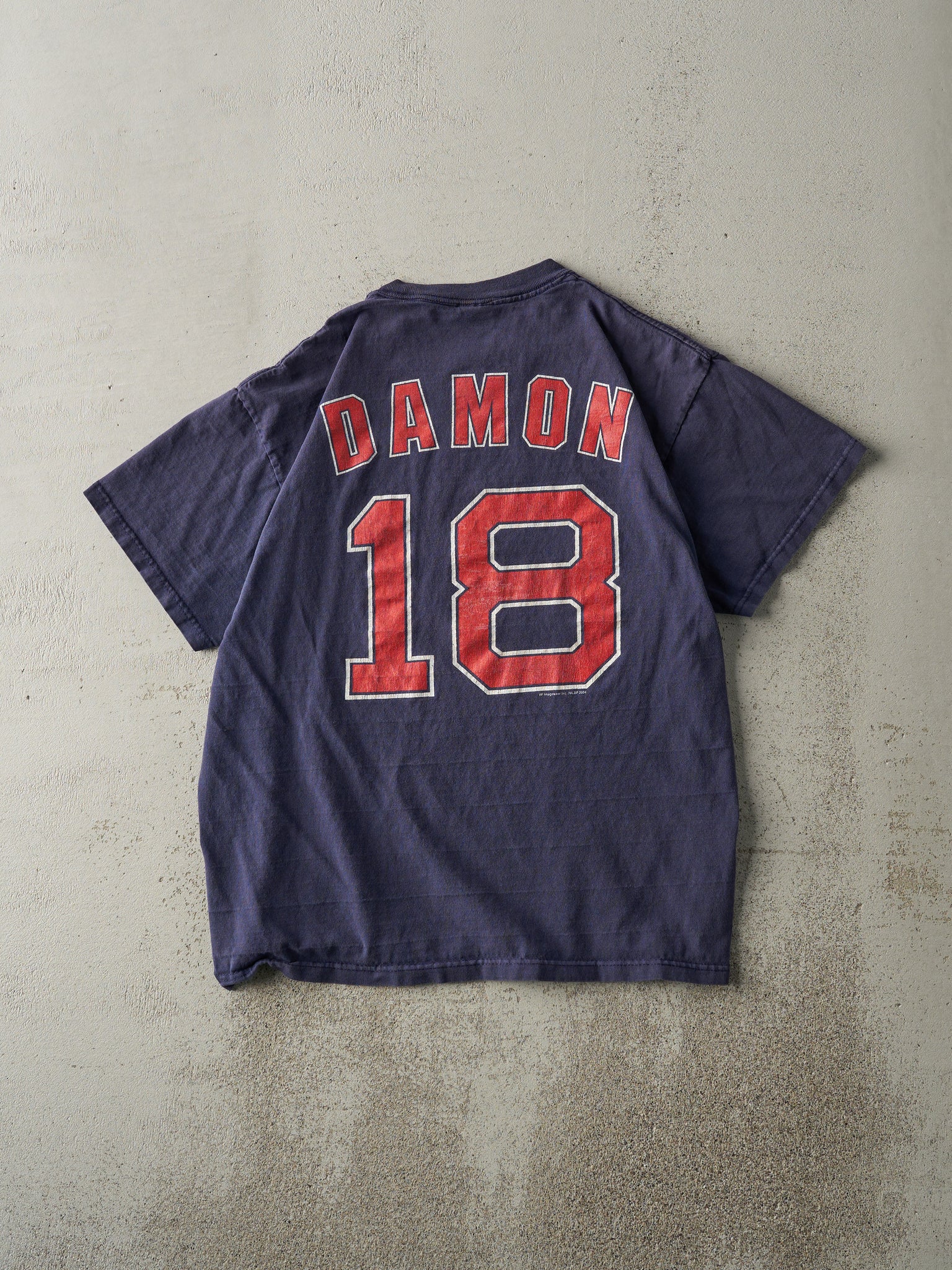 Vintage 04' Navy Blue Boston Red Sox Johnny Damon #18 Tee (M)