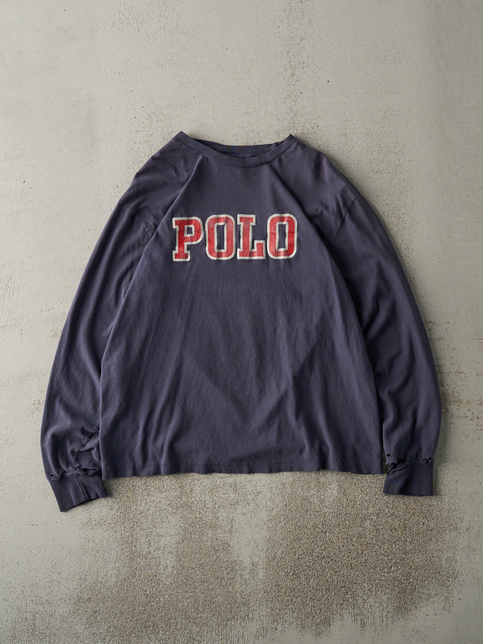 Vintage Y2K Navy Blue Polo Sport Long Sleeve (M)